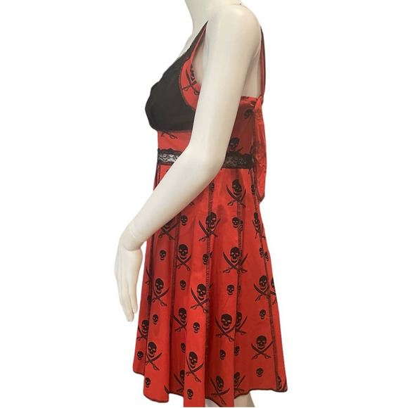 Shrine Vintage Cocktail Dress Orange Pirates Print Size M - Picture 8 of 16